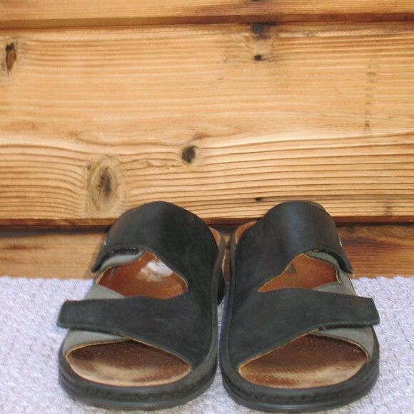 Romika Black Gray Nubuck Comfort Sandals Slides - Picture 2 of 10